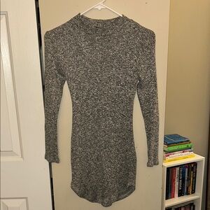 Fashion Nova Gray Long Sleeve Bodycon Dress